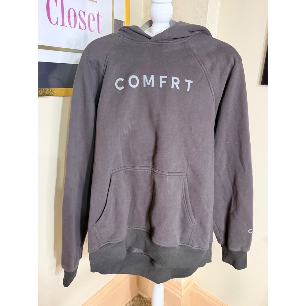 COMFRT Heavyweight Hoodie Mens XL Charcoal Gray Black Pullover Raglan Streetwear